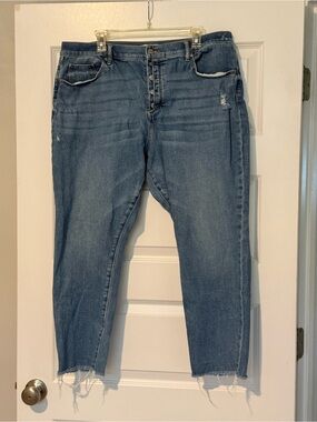 LOFT Medium Blue Ankle Crop High-Rise Jeans